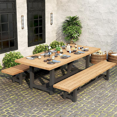 Vineyard dining table 230x100x75cm aluminum - made of recycled teak with aluminum frame. Plate: 5cm