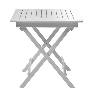 Table pliante Cinas York 70 x 70 x 72,5 cm - Bois d'acajou certifié, laqué blanc brillant
