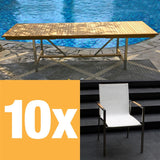 Ensemble de table extensible Alzette 280 composé d'une table extensible double Moselle 280/235/190 et de chaises empilables Alzette