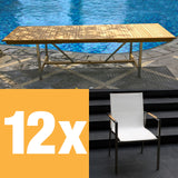Ensemble de table extensible Alzette 280 composé d'une table extensible double Moselle 280/235/190 et de chaises empilables Alzette