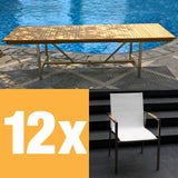 Ensemble de table extensible Alzette 280 composé d'une table extensible double Moselle 280/235/190 et de chaises empilables Alzette