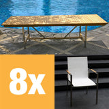 Ensemble de table extensible Alzette 280 composé d'une table extensible double Moselle 280/235/190 et de chaises empilables Alzette