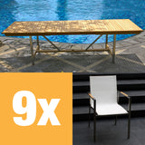 Ensemble de table extensible Alzette 280 composé d'une table extensible double Moselle 280/235/190 et de chaises empilables Alzette