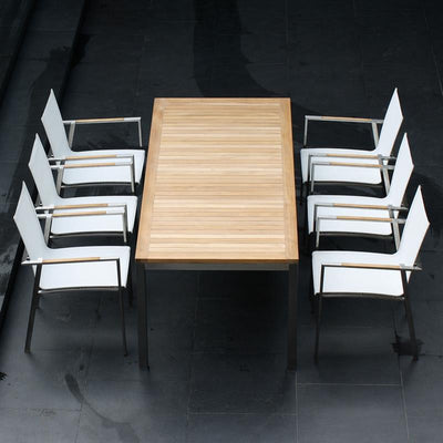 Ensemble Alzette 210 composé d'une table à manger Florence 210 cm et de chaises empilables Alzette