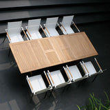 Ensemble de table extensible Alzette 280 composé d'une table extensible double Moselle 280/235/190 et de chaises empilables Alzette