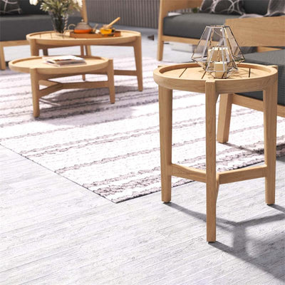 Table d'appoint ronde Aspen 40 cm en teck de plantation certifié Grade A