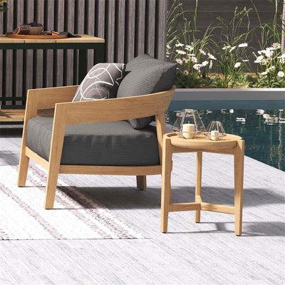 Table d'appoint ronde Aspen 40 cm en teck de plantation certifié Grade A