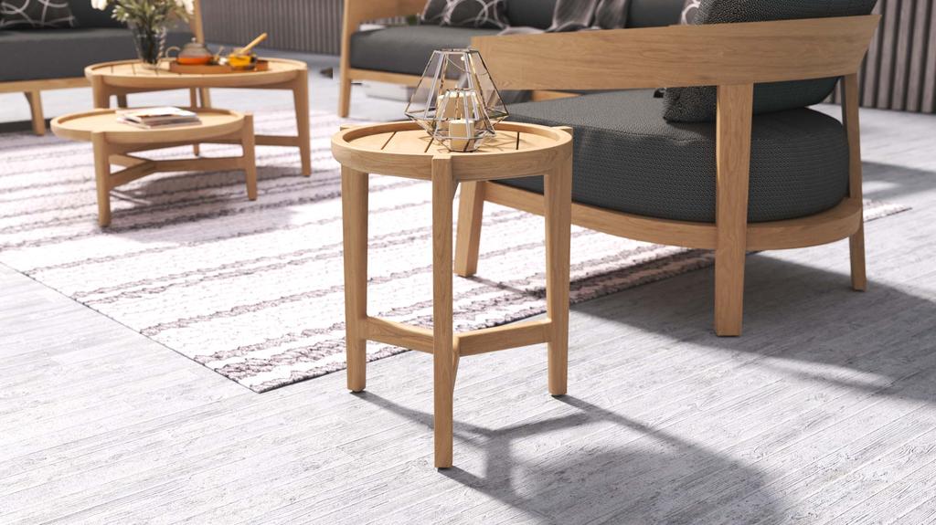 Aspen Beistelltisch rund 40 cm zertifiziertes Plantagenteakholz Grade A