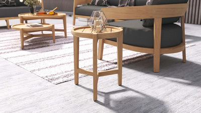 Aspen Beistelltisch rund 40 cm zertifiziertes Plantagenteakholz Grade A