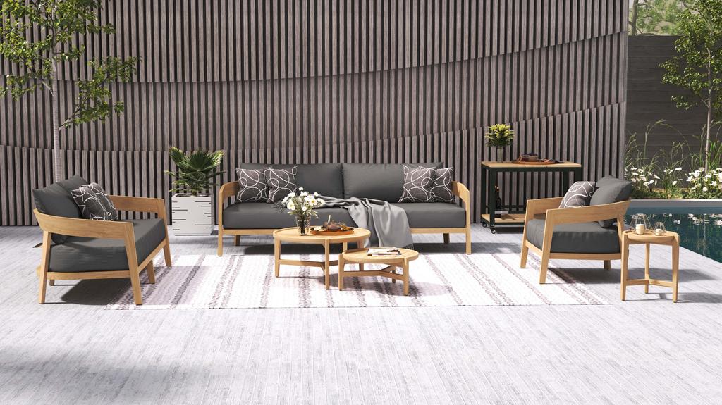 Aspen Beistelltisch rund 40 cm zertifiziertes Plantagenteakholz Grade A
