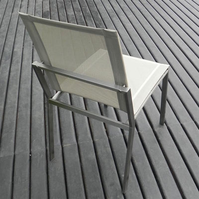 Chaise de salle à manger Alzette en acier inoxydable avec revêtement Batyline