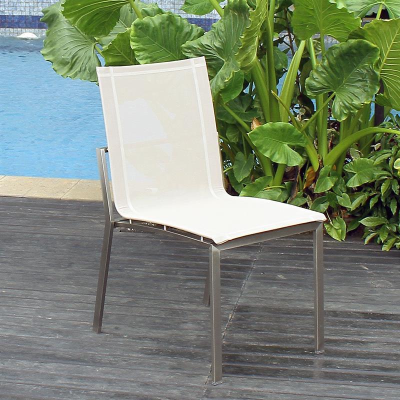 Chaise de salle à manger Alzette en acier inoxydable avec revêtement Batyline