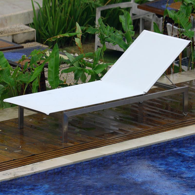 Chaise longue Alzette 205 x 70 x 33 cm en acier inoxydable avec revêtement Batyline