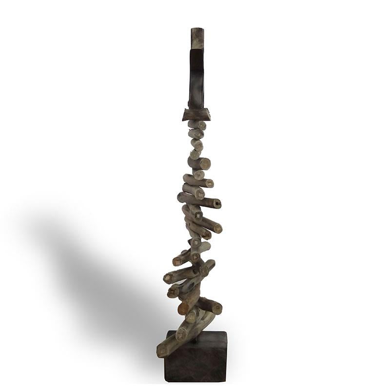 Grand sapin de Noël en teck avec support en bois flotté - env. 25 cm de haut