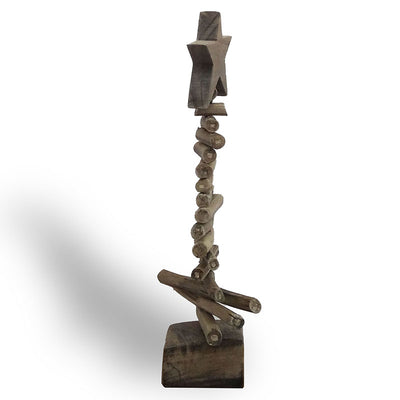 Teakholztannenbaum mittel mit Ständer aus Treibholzstücken  - ca. 19 cm hoch