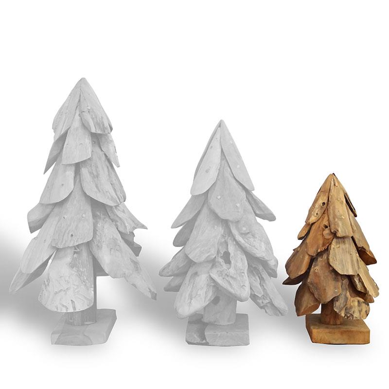 Petit sapin de Noël en teck - environ 30 cm de haut fabriqué à partir de morceaux de bois flotté