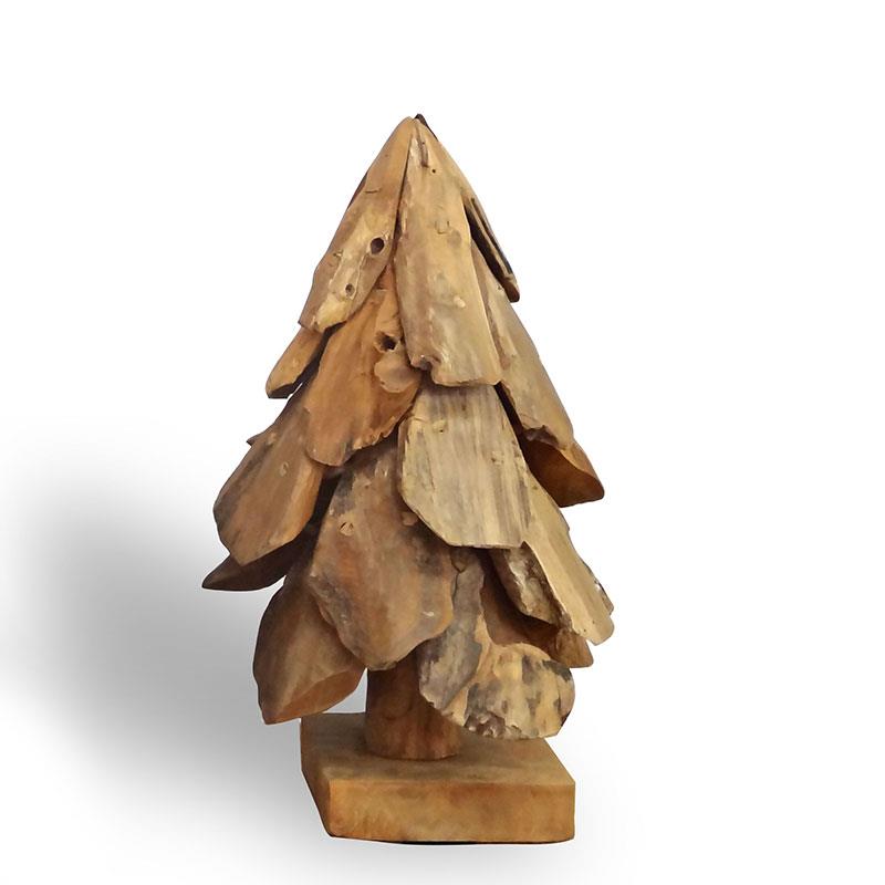 Petit sapin de Noël en teck - environ 30 cm de haut fabriqué à partir de morceaux de bois flotté