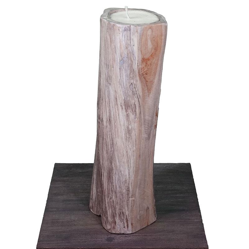 Bougie en teck "tronc" très grande - env. 50 cm de haut