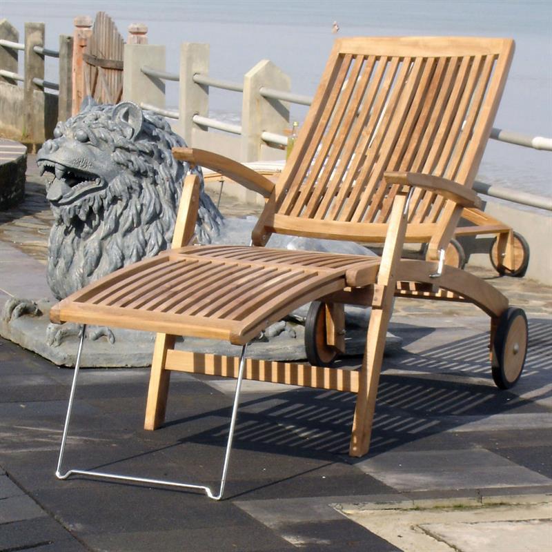 Chaise longue Comforteck 171 x 65 x 116,5 cm - Teck certifié GRADE A + ferrures en acier inoxydable