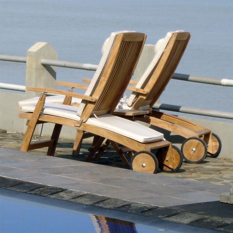 Chaise longue Comforteck 171 x 65 x 116,5 cm - Teck certifié GRADE A + ferrures en acier inoxydable