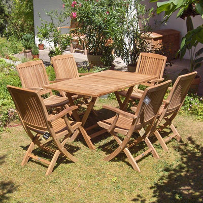 Ensemble pliant Comforteck 130 composé d'une table pliante Comforteck rectangulaire 130 x 85 et de chaises pliantes Comforteck avec accoudoirs