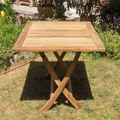 Table pliante Comforteck rectangulaire 130x85x75 cm - Teck certifié GRADE A + ferrures en acier inoxydable