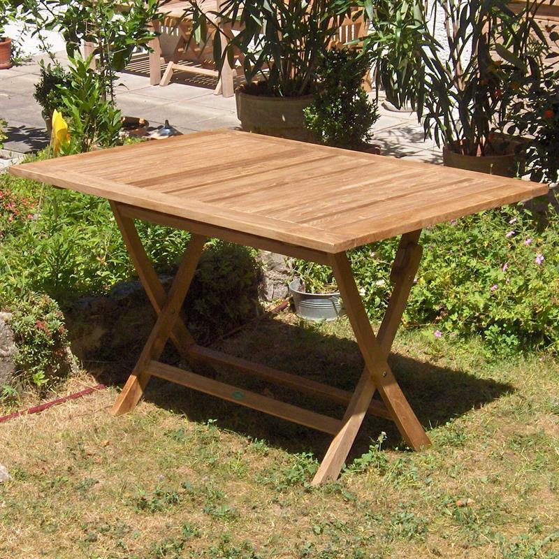 Table pliante Comforteck rectangulaire 130x85x75 cm - Teck certifié GRADE A + ferrures en acier inoxydable