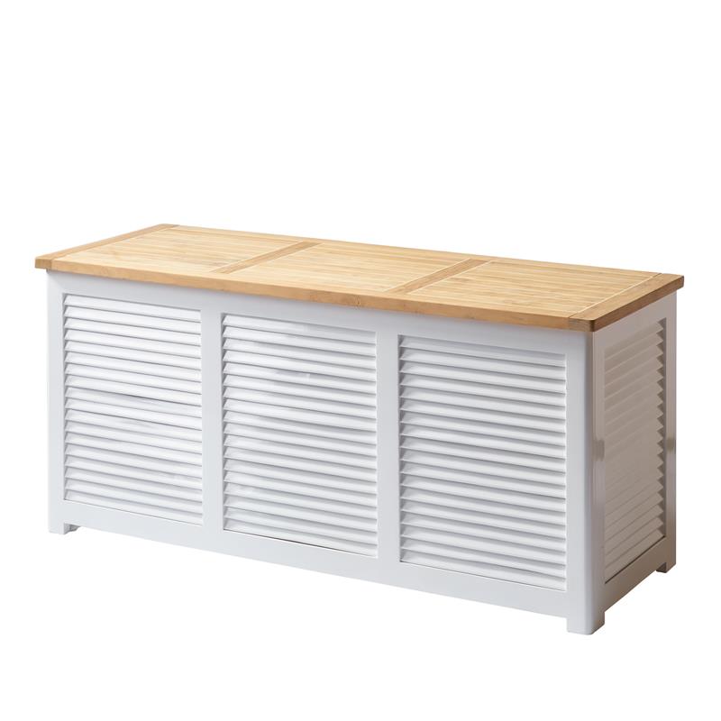 Cinas Aufbewahrungsbox Gartentruhe 130x50x60cm - Zertifiziertes Teak + Mahagonyholz weiß lackiert