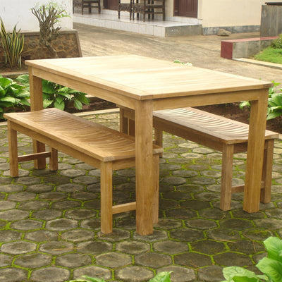 Banc de jardin Elegance sans dossier 100 cm - Teck certifié GRADE A