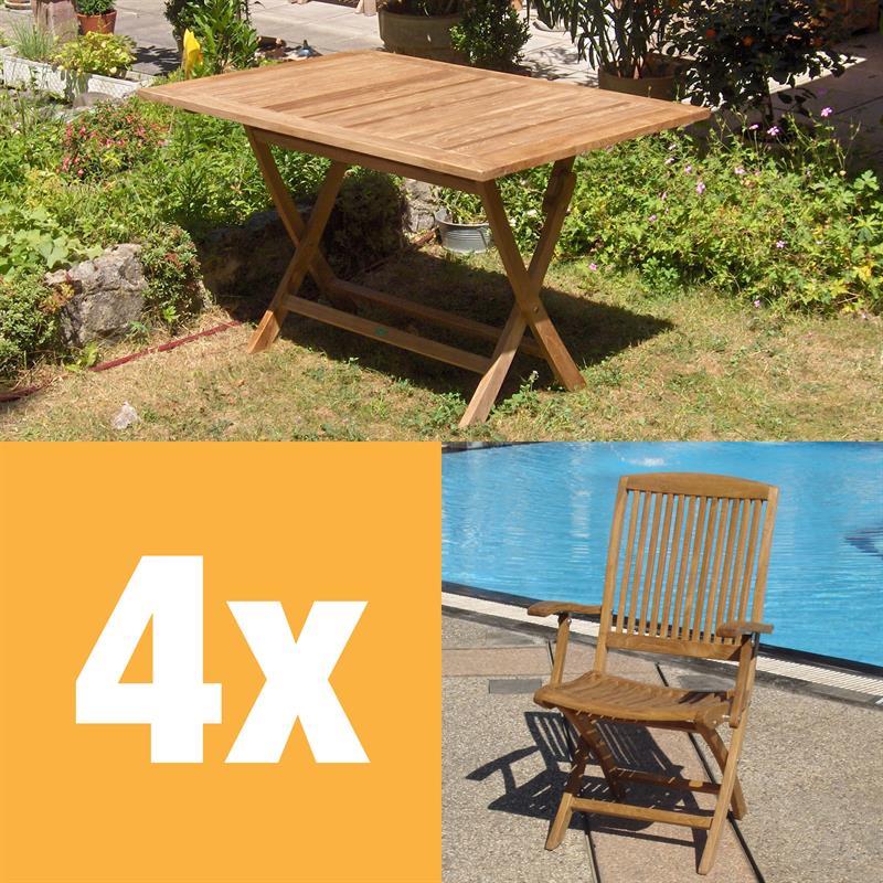 Comforteck Folding Set 130 consisting of Comforteck folding table rectangular 130 x 85 and Comforteck folding chairs with armrests