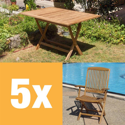 Ensemble pliant Comforteck 130 composé d'une table pliante Comforteck rectangulaire 130 x 85 et de chaises pliantes Comforteck avec accoudoirs