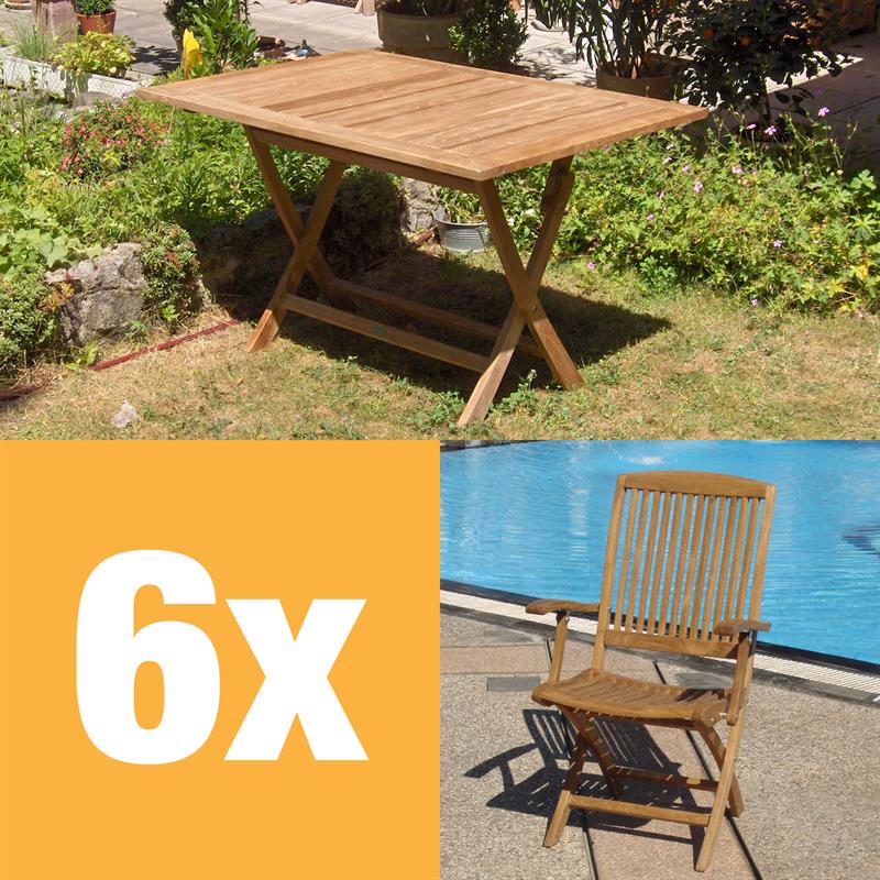 Comforteck Folding Set 130 consisting of Comforteck folding table rectangular 130 x 85 and Comforteck folding chairs with armrests