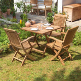 Comforteck Folding Set 85 consisting of Comforteck folding table with half plate 85x85 with picnic mechanism and Comforteck folding chairs with armrests teak with stainless steel fittings