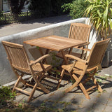 Comforteck Folding Set 85 consisting of Comforteck folding table with half plate 85x85 with picnic mechanism and Comforteck folding chairs with armrests teak with stainless steel fittings