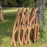 Comforteck Folding Set 85 consisting of Comforteck folding table with half plate 85x85 with picnic mechanism and Comforteck folding chairs with armrests teak with stainless steel fittings