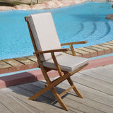Chaise pliante Raffles avec accoudoirs en teck de qualité A avec ferrures en laiton
