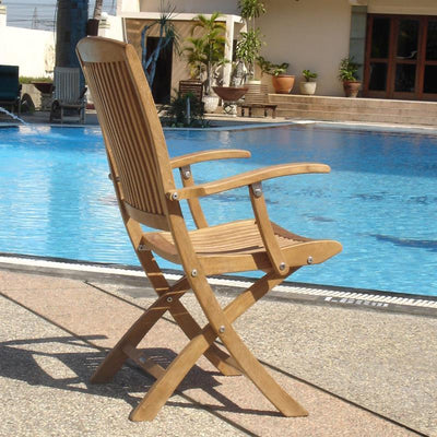 Comforteck Folding Set 85 consisting of Comforteck folding table with half plate 85x85 with picnic mechanism and Comforteck folding chairs with armrests teak with stainless steel fittings