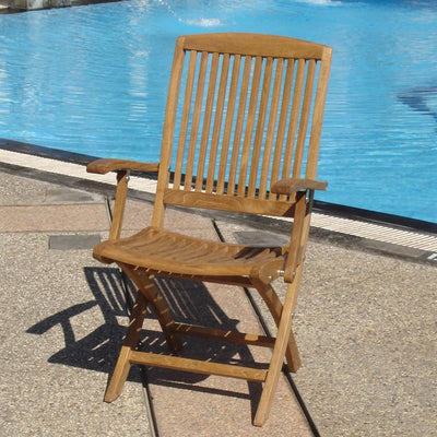 Comforteck Folding Set 85 consisting of Comforteck folding table with half plate 85x85 with picnic mechanism and Comforteck folding chairs with armrests teak with stainless steel fittings