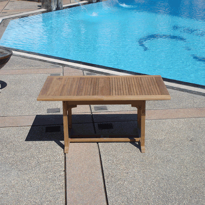 Ensemble Comforteck 205 composé d'une table extensible Comforteck 205/155 x 95 et d'une chaise à dossier haut Comforteck en teck de qualité A avec ferrures en acier inoxydable