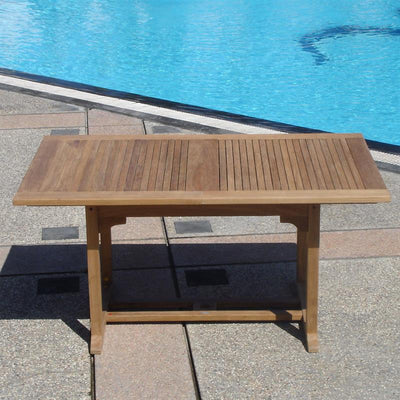 Ensemble Comforteck 205 composé d'une table extensible Comforteck 205/155 x 95 et d'une chaise à dossier haut Comforteck en teck de qualité A avec ferrures en acier inoxydable