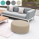 Tabouret Dara rond de 80 cm de diamètre - 40 cm de hauteur en textile d'extérieur avec base en acier inoxydable