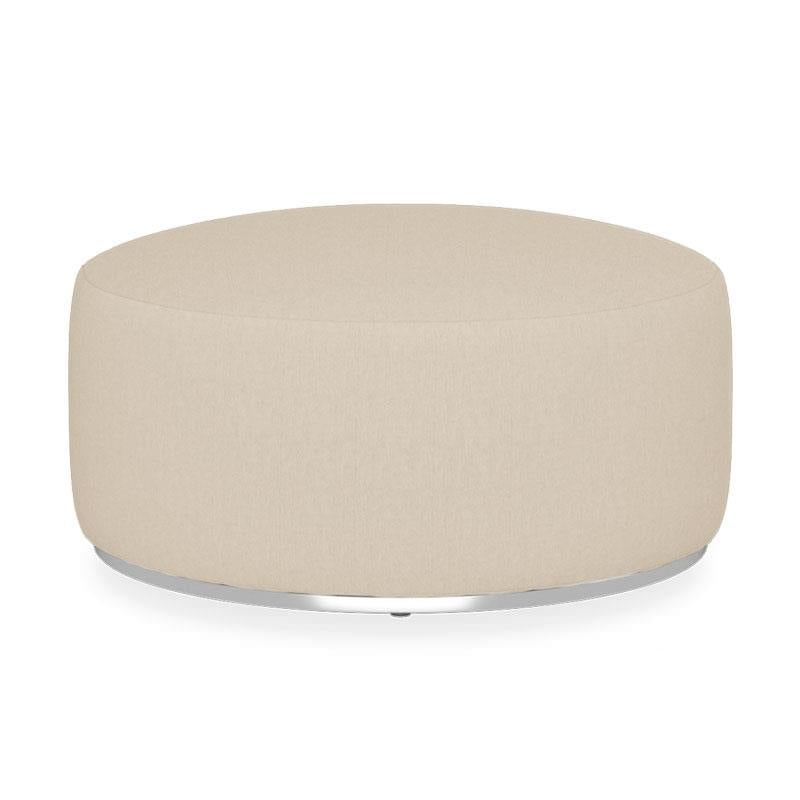 Tabouret Dara rond de 80 cm de diamètre - 40 cm de hauteur en textile d'extérieur avec base en acier inoxydable
