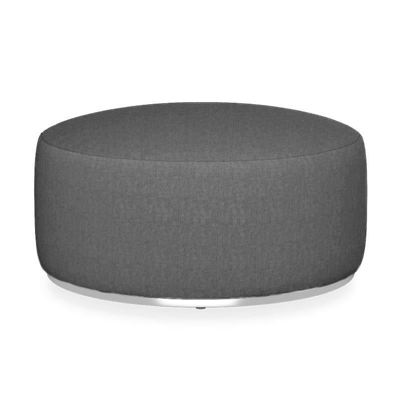Tabouret Dara rond de 80 cm de diamètre - 40 cm de hauteur en textile d'extérieur avec base en acier inoxydable