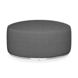 Tabouret Dara rond de 80 cm de diamètre - 40 cm de hauteur en textile d'extérieur avec base en acier inoxydable