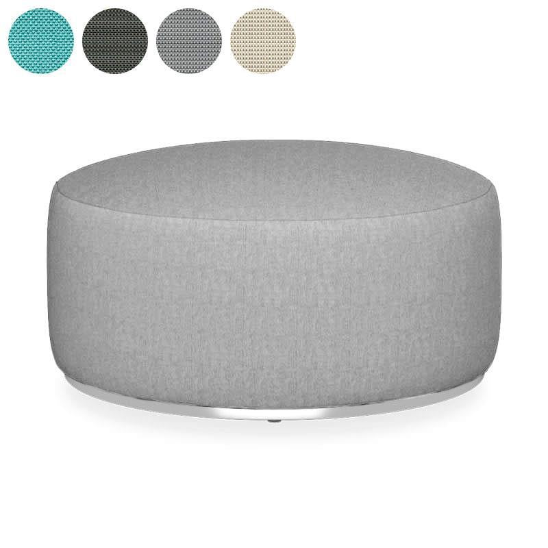Tabouret Dara rond de 80 cm de diamètre - 40 cm de hauteur en textile d'extérieur avec base en acier inoxydable