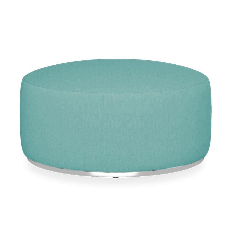 Tabouret Dara rond de 80 cm de diamètre - 40 cm de hauteur en textile d'extérieur avec base en acier inoxydable