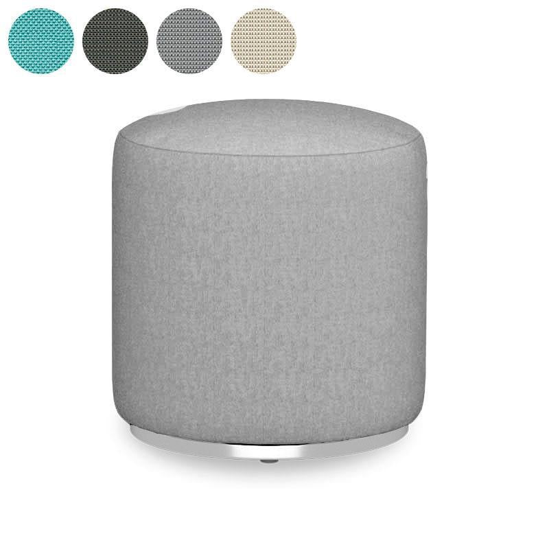 Tabouret Dara rond de 40 cm de diamètre - 40 cm de hauteur en textile d'extérieur avec base en acier inoxydable