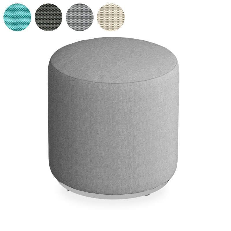 Tabouret Dara rond de 40 cm de diamètre - 40 cm de hauteur en textile d'extérieur avec base en acier inoxydable