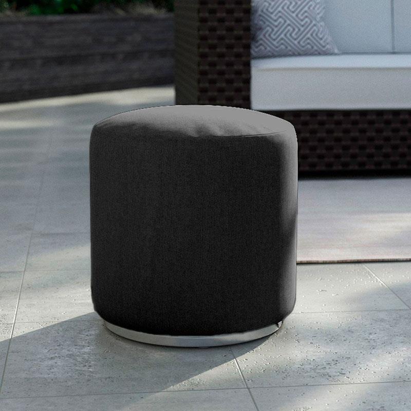 Tabouret Dara rond de 40 cm de diamètre - 40 cm de hauteur en textile d'extérieur avec base en acier inoxydable