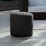 Tabouret Dara rond de 40 cm de diamètre - 40 cm de hauteur en textile d'extérieur avec base en acier inoxydable